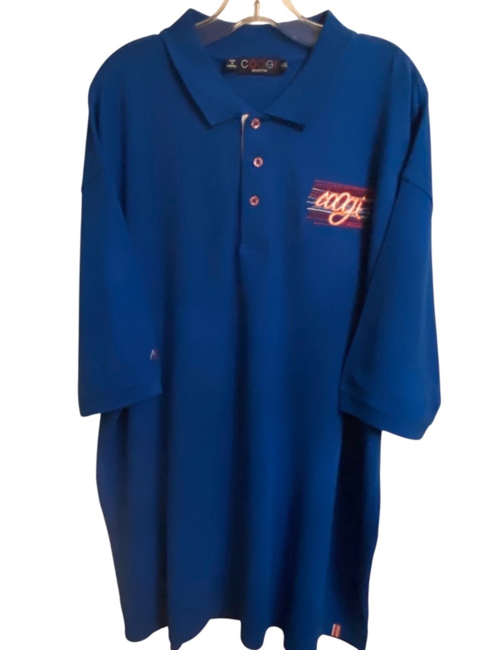 COOGI VTG men’s polo shirt, XXL 3 button front, logo on back & front 100% cotton